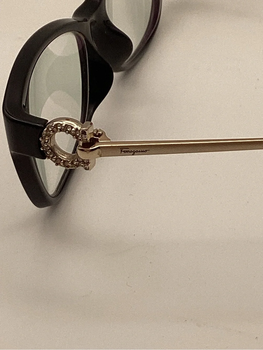 Salvatore Ferragamo Black Eyeglasses with Gold Temples